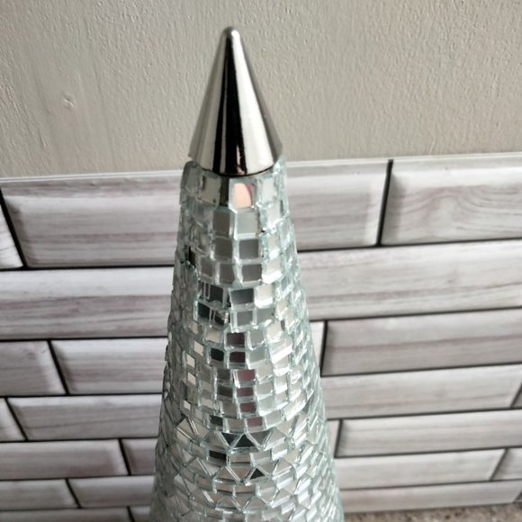 Mirrored Mosaic Silver Cone Tree - Picture 3 of 4
